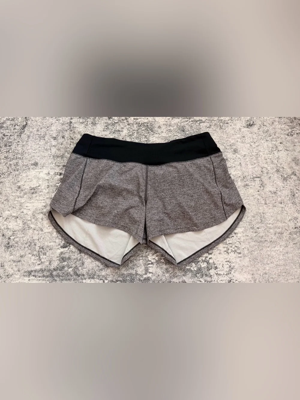 lululemon athletica Heathered Gray Athletic Shorts with Black Waistband
